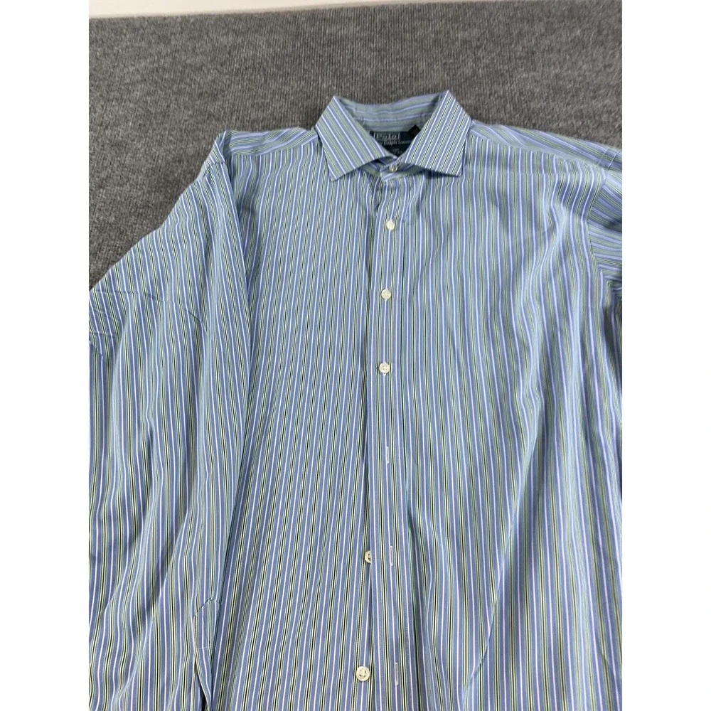 Polo Ralph Lauren Regent Classic Fit Dress Shirt 17.5 36/37 Blue Stripe Long Sle